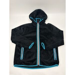 Urban outfitters | koto | Black Fleece Hooded Jacket with Turquoise Trim